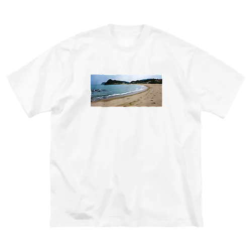 曇りの日の糸島の砂浜 ビッグシルエットTシャツ