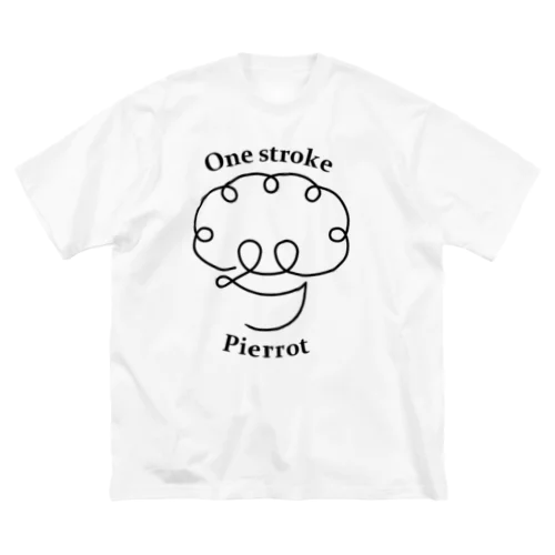 One stroke  Pierrot (黒線) ビッグシルエットTシャツ