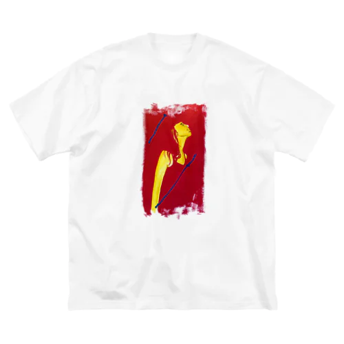 赤いオシャレ女のイラスト ビッグシルエットTシャツ