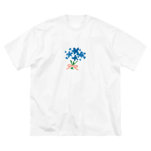 花束　青 ビッグシルエットTシャツ