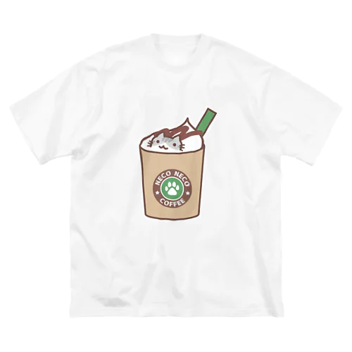 コーヒーフラペチーノさばしろ猫 ビッグシルエットTシャツ