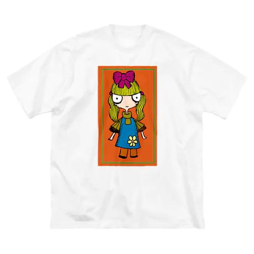 かわいい女の子オレンジ ビッグシルエットTシャツ