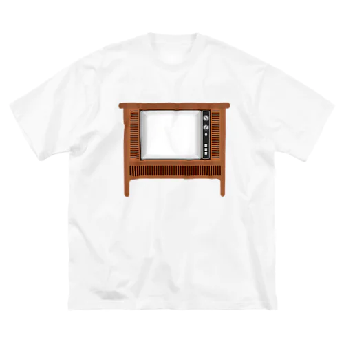 レトロな昭和のオーディオテレビのイラスト 画面オン 脚付き  ビッグシルエットTシャツ