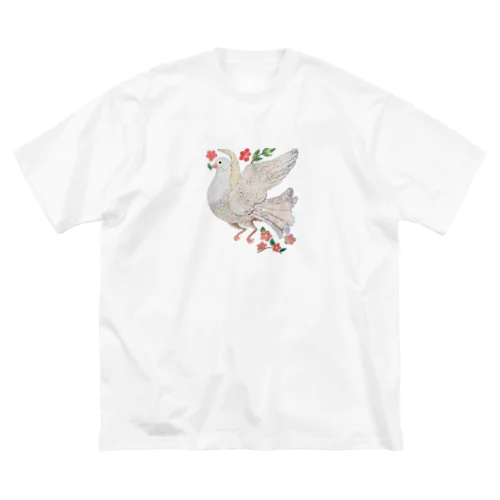 しろい　とり　ハト ビッグシルエットTシャツ