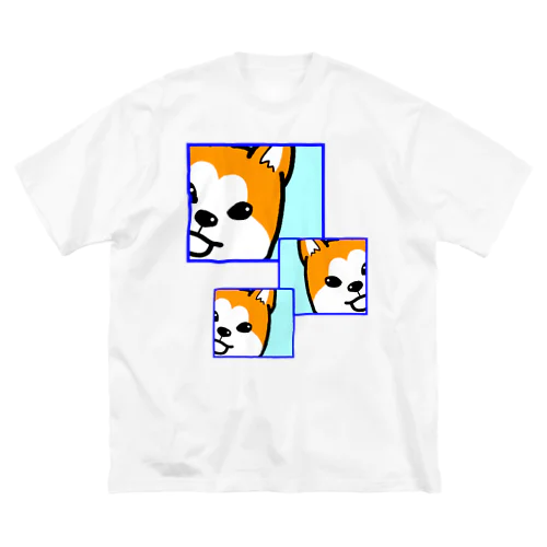 チラチラ柴犬 ビッグシルエットTシャツ