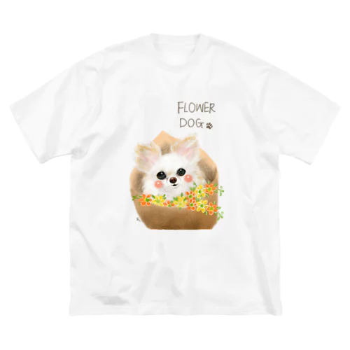 花束わんこ ビッグシルエットTシャツ