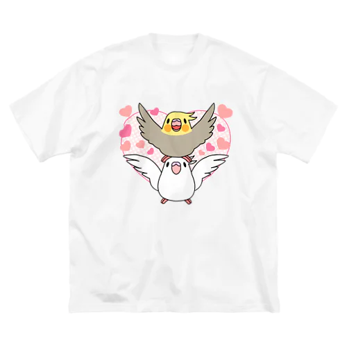 ラブリーオカメインコ【まめるりはことり】 ビッグシルエットTシャツ