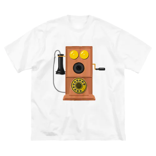 レトロな片耳受話器の壁掛け電話（デルビル磁石式電話機）のイラスト ビッグシルエットTシャツ