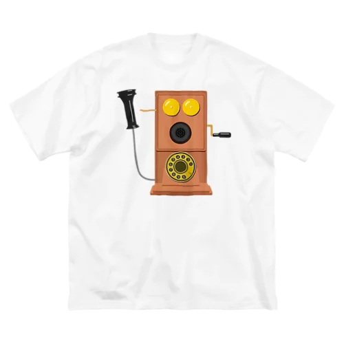 レトロな片耳受話器の壁掛け電話（デルビル磁石式電話機）のイラスト 受話器外しver ビッグシルエットTシャツ
