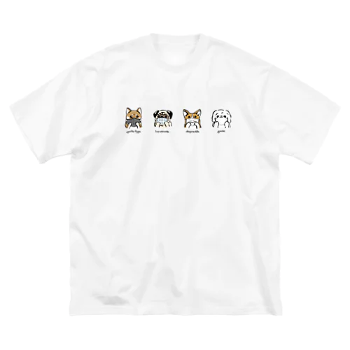 マスクだワン！柴犬、パグ、コーギー、ペキニーズ Big T-Shirt