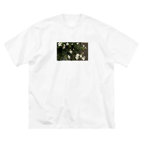 white flower ビッグシルエットTシャツ