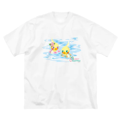 Sweet Cockatiels／浮き輪で海水浴 ビッグシルエットTシャツ