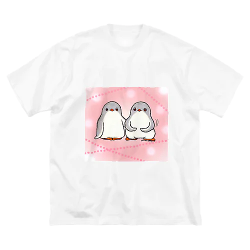 ふたごのジェンツーペンギン(dotpink) ビッグシルエットTシャツ