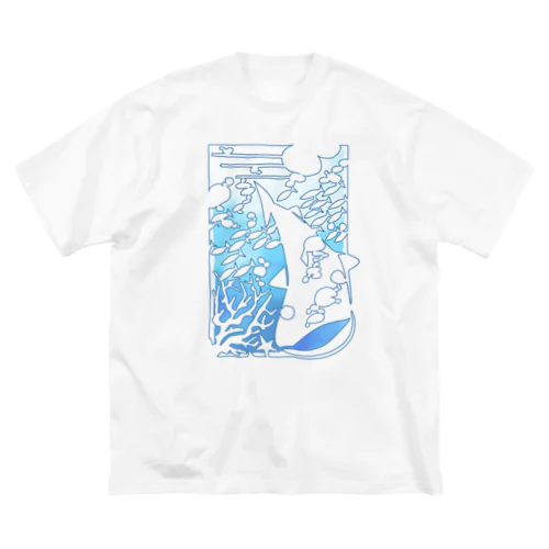 ひとふでの海（カラー） ビッグシルエットTシャツ