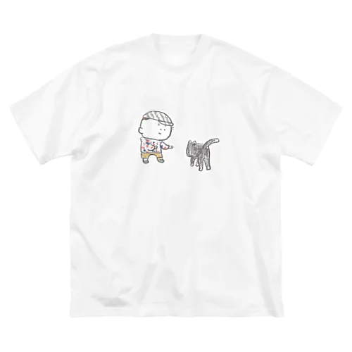 猫にちょっかいだす夫・サミ太郎 ビッグシルエットTシャツ