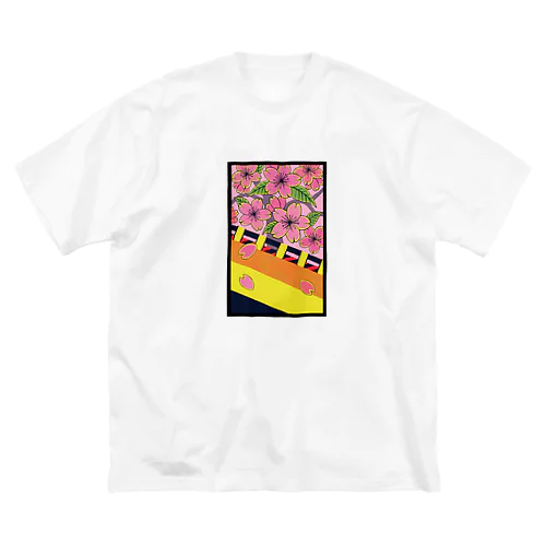 花札　桜に幕 ビッグシルエットTシャツ