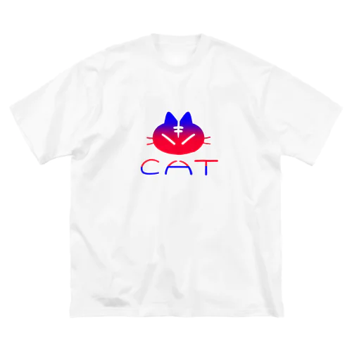 red blue cat ビッグシルエットTシャツ