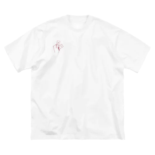 ワンポイントドリチケモチーフ_RED ビッグシルエットTシャツ