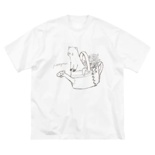 ブリキのジョウロとテン　モノクロ ビッグシルエットTシャツ