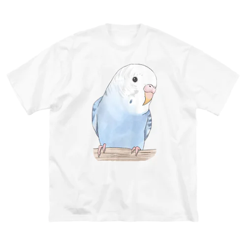 おしゃまな止まり木セキセイインコちゃん【まめるりはことり】 ビッグシルエットTシャツ