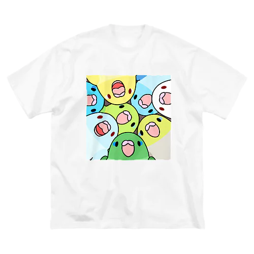 みっちりむっちり過密マメルリハさん【まめるりはことり】 ビッグシルエットTシャツ