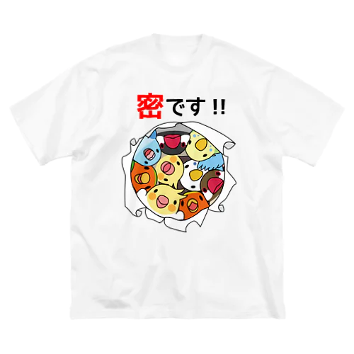 密です！鳥まみれ3密【まめるりはことり】 ビッグシルエットTシャツ