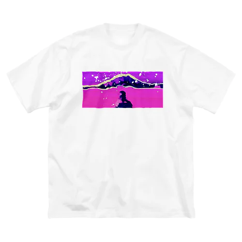 月夜の浜辺 ビッグシルエットTシャツ