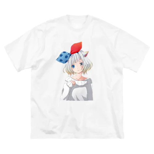 しろ麦ネコさん ビッグシルエットTシャツ