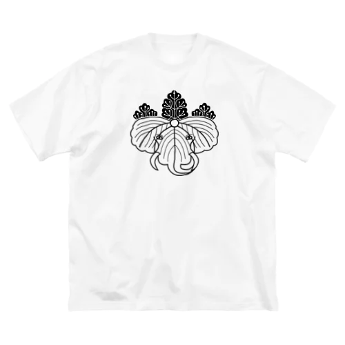 動物家紋。H.T.（桐にゾウ）黒 Big T-Shirt