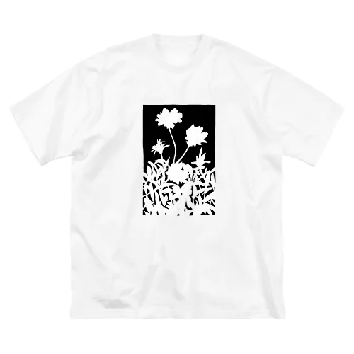 花咲く小径②黒 ビッグシルエットTシャツ