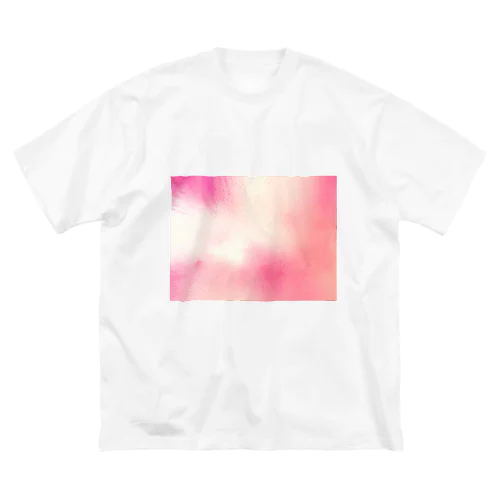 Peach pink　水彩 ビッグシルエットTシャツ