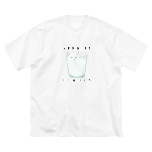 NEKO IS LIQUID (白猫) ビッグシルエットTシャツ