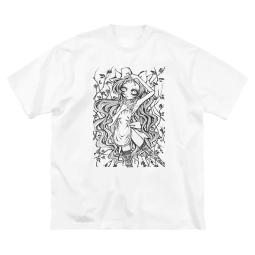 影の茨のルージュちゃん線画。 ビッグシルエットTシャツ