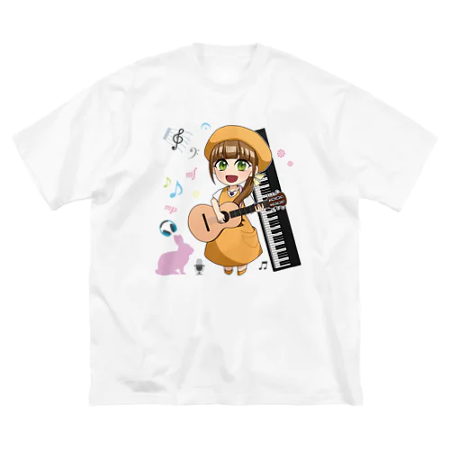 かおふあちゃんギター&ピアノ(フルカラー) ビッグシルエットTシャツ