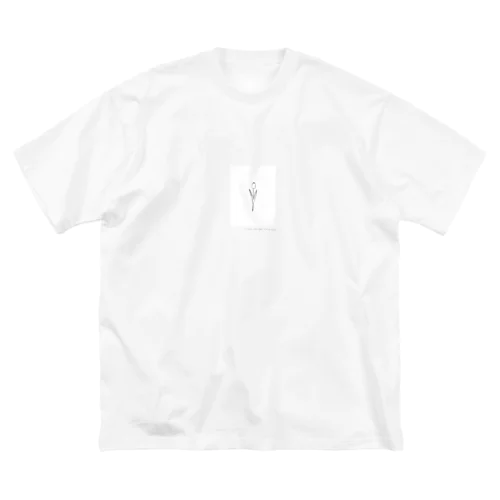 線画チューリップ Message ビッグシルエットTシャツ