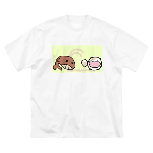 くじらミルクティーL寸１つ下さいなねこです ビッグシルエットTシャツ