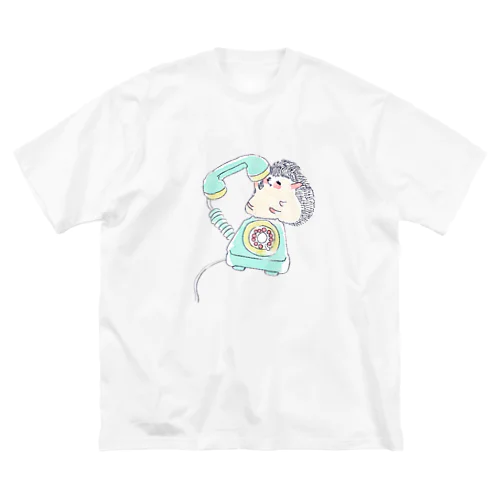 オリジナル　ハリネズミのソフィー、ダイヤル式電話をかける。 ビッグシルエットTシャツ