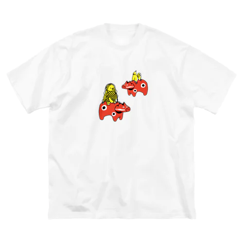 赤べこちゃんとアマビエさまとインコさん ver2 Big T-Shirt