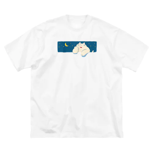 ねこ fat cat and moon ビッグシルエットTシャツ