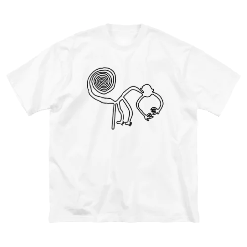 ナスカの地上絵　猿（黒） ビッグシルエットTシャツ