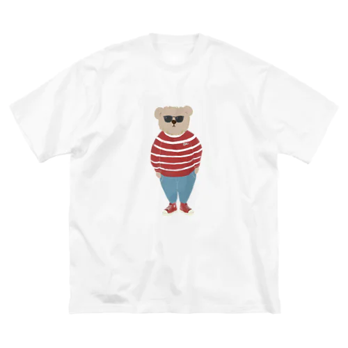 洋服を着てお出かけするクマさん　あか　シンプル Big T-Shirt