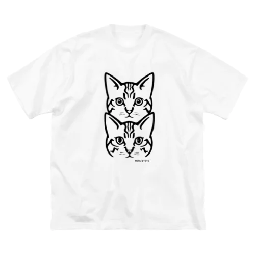 保護猫 MERU&TETO【黒プリント】 ビッグシルエットTシャツ