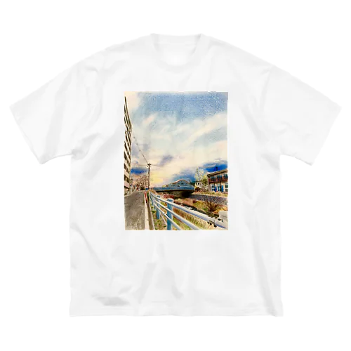 色鉛筆夕焼けフォトビッグシルエットTee 2 Big T-Shirt