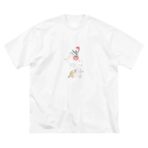 【ぱーてぃー 2】インコ 文鳥 鳥 Big T-Shirt