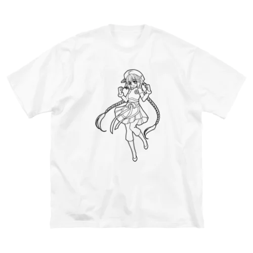 うどんガール（線画/背景無し） ビッグシルエットTシャツ