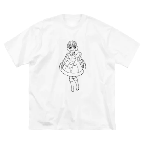 コートを着た女の子（線画/背景無し） ビッグシルエットTシャツ