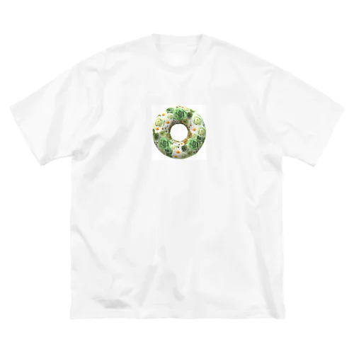 グリーンローズリース（緑の薔薇リース柄） ビッグシルエットTシャツ