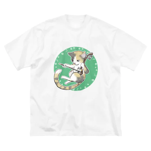 二胡と猫 ビッグシルエットTシャツ