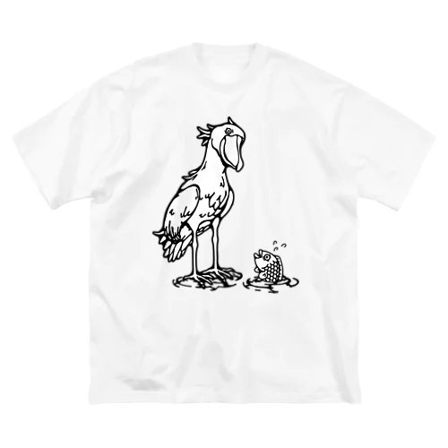 ハシビロコウとサカナ ビッグシルエットTシャツ