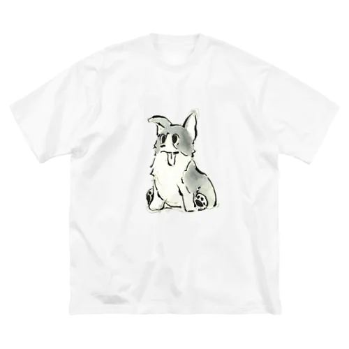 座ってるコーギー ビッグシルエットTシャツ